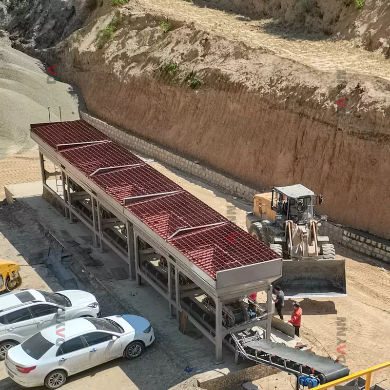 5 aggregate bins on asphalt mixing plant